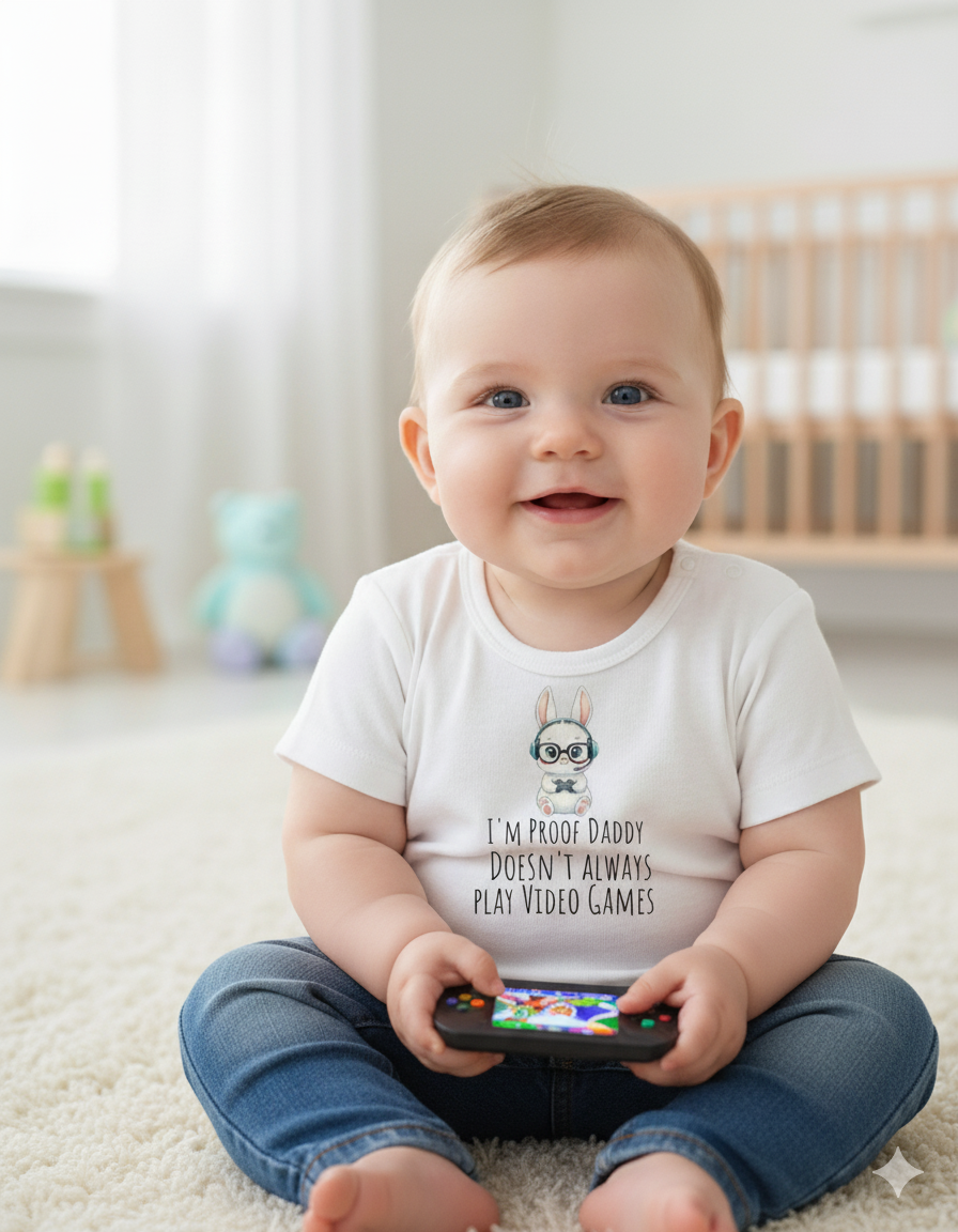 I’m Proof Daddy Doesn’t Always Play Video Games t-shirt Baby Shower Gift from dad