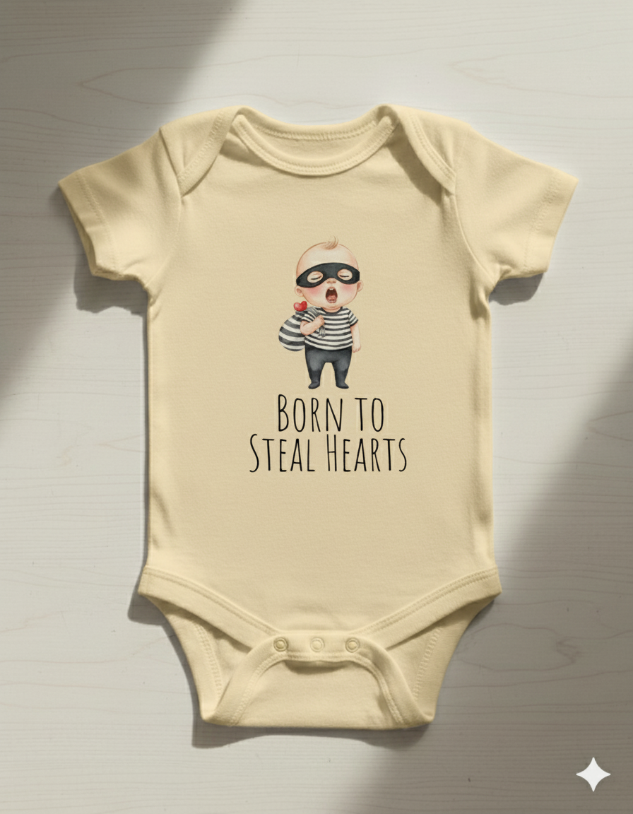 Born to Steal Hearts Onesie – Cute ,Birth Announcement Baby Shower Gift