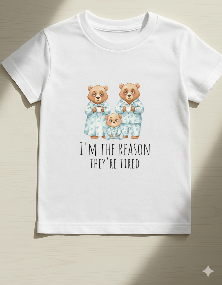 I’m the Reason They’re Tired – Funny Baby boy girl T-Shirt baby shower gift idea