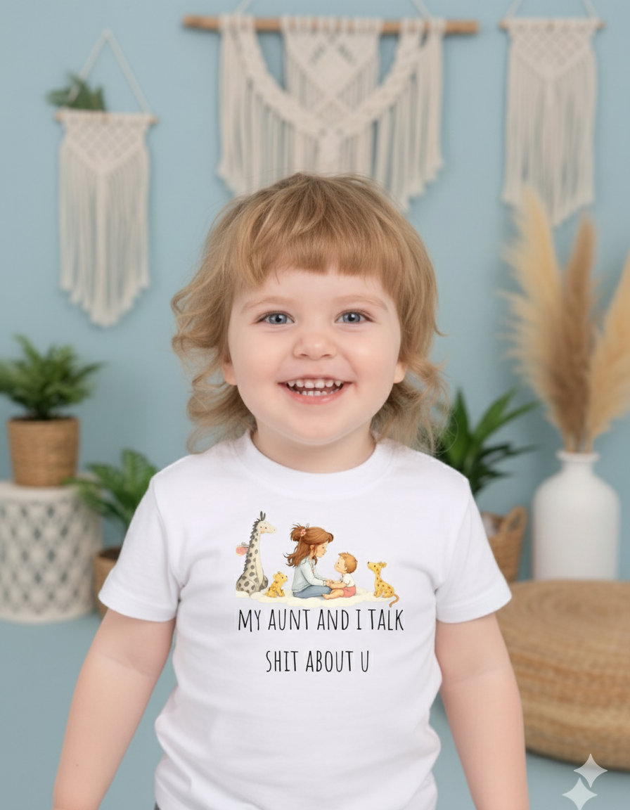 My Aunt and I Talk Sh*t About You Baby T-Shirt – Funny Gift for Niece or Nephew