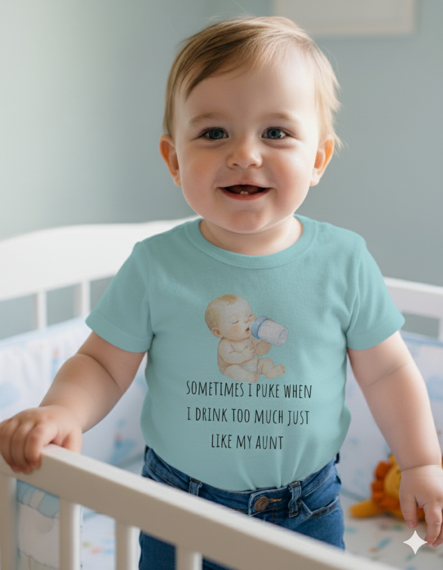 sometimes i puke when i drink too much just like my aunt t-shirt Funny Infant Tee Gift from Aunt