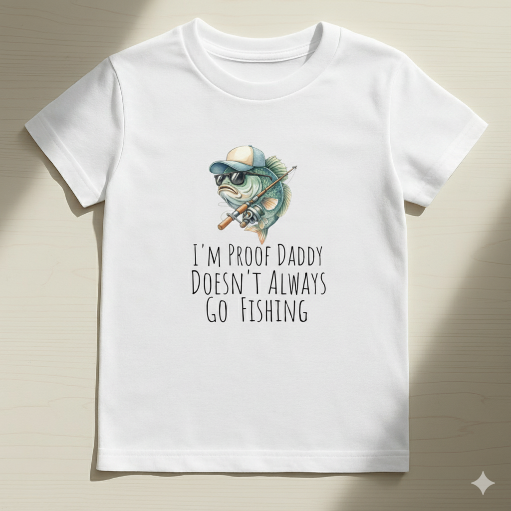 I’m Proof Daddy Doesn’t Always Go FishingT-shirt  – Funny Baby Shower Dad gift