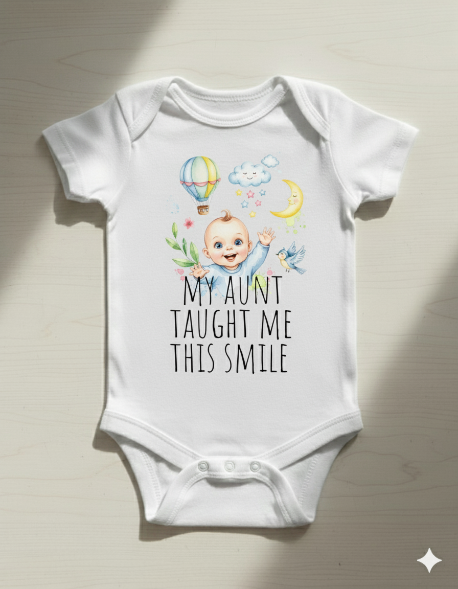 my aunt taught me this smile Baby jersey t-shirt,Baby Shower Gift