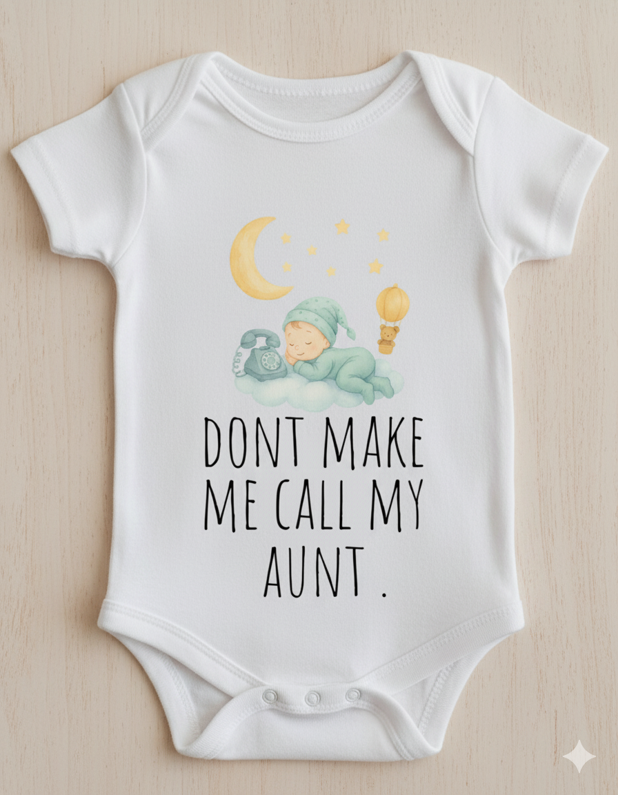 Don't Make Me Call My Aunt" Organic Cotton Funny Baby Onesie | Aunt Baby Shower Gift | Cute Newborn Bodysuit