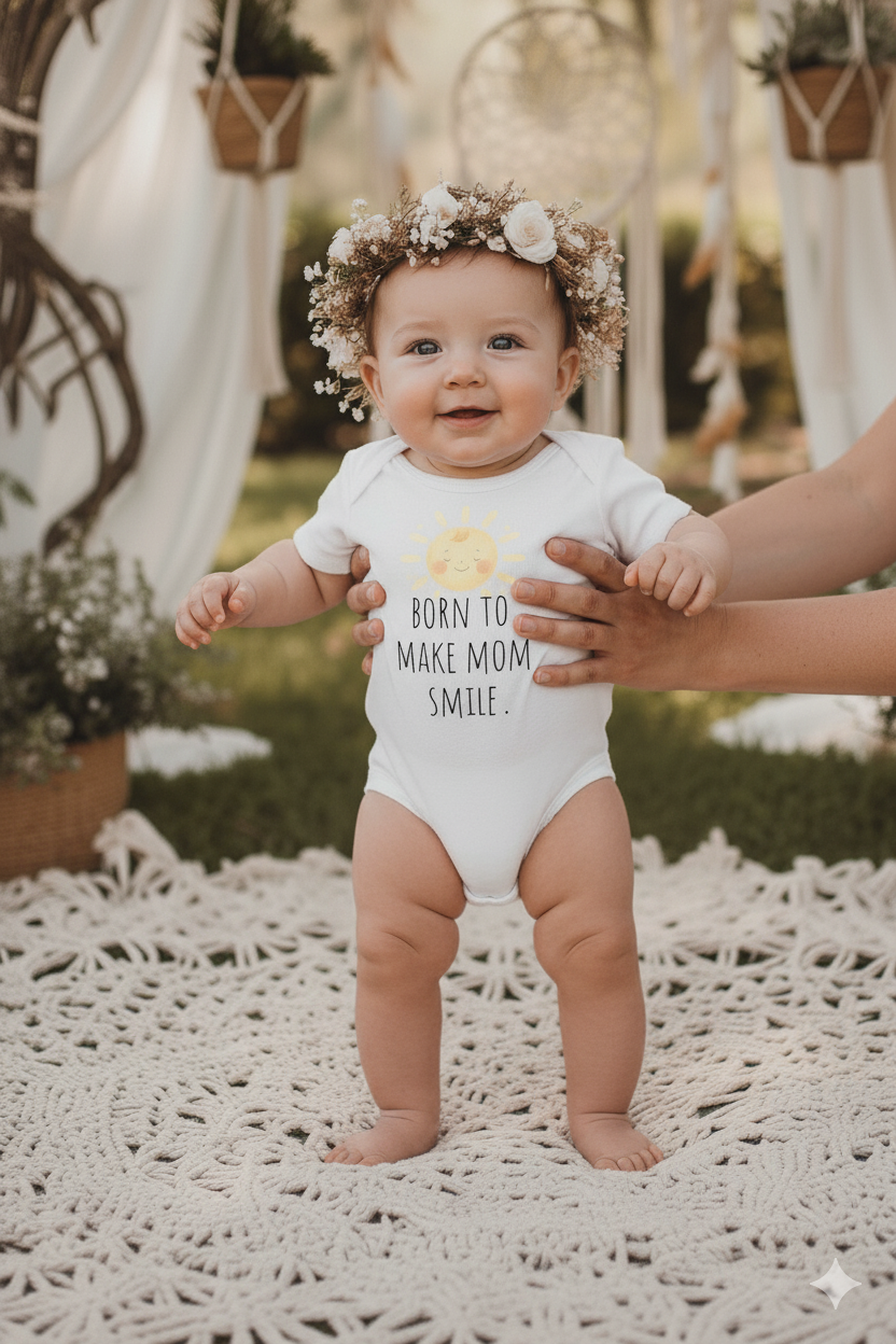 Born to Make Mom Smile Onesie – Cute Birth Announcement gift,Gender Reveal Bodysuit