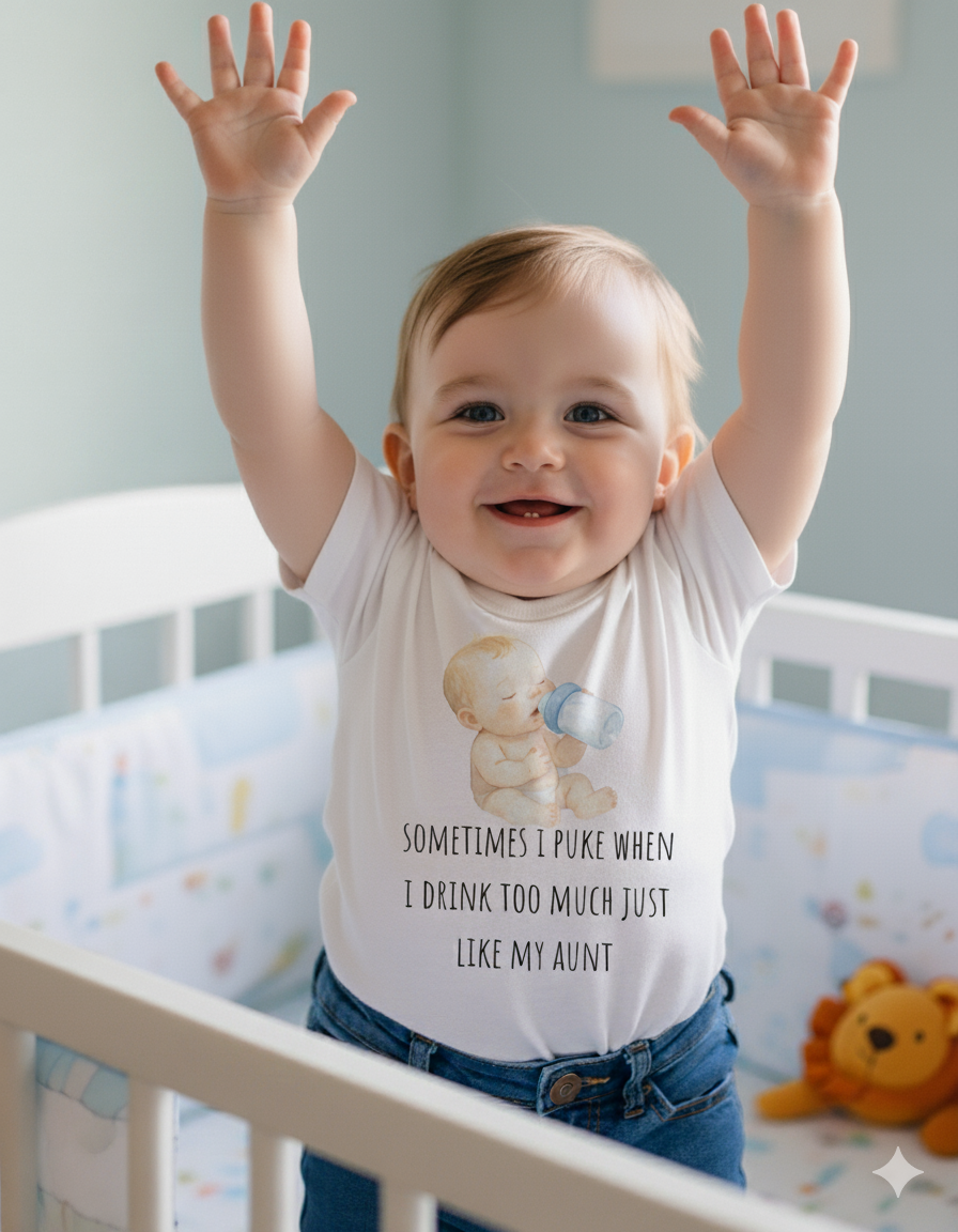 sometimes i puke when i drink too much just like my aunt t-shirt Funny Infant Tee Gift from Aunt