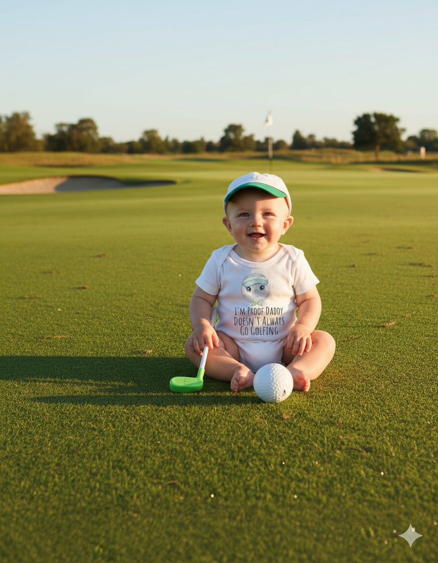 I’m Proof Daddy Doesn’t Always Go Golfing Onesie – Funny Baby Bodysuit Gift dad