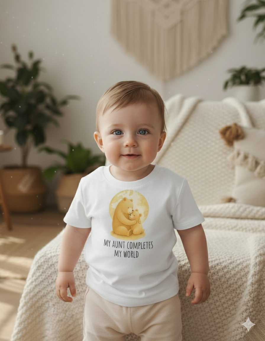 My Aunt Completes My World Baby T-Shirt – Cute Infant Jersey Tee Gift from Aunt