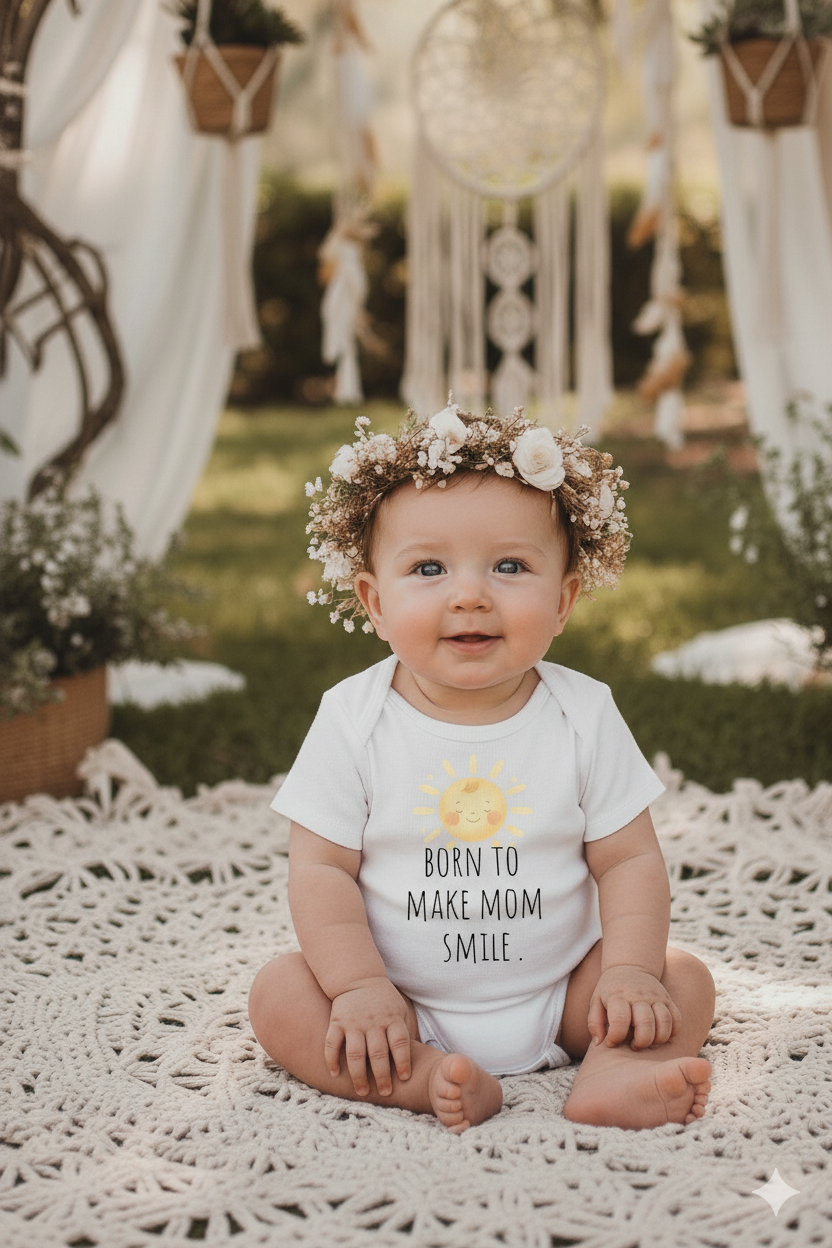 Born to Make Mom Smile Onesie – Cute Birth Announcement gift,Gender Reveal Bodysuit