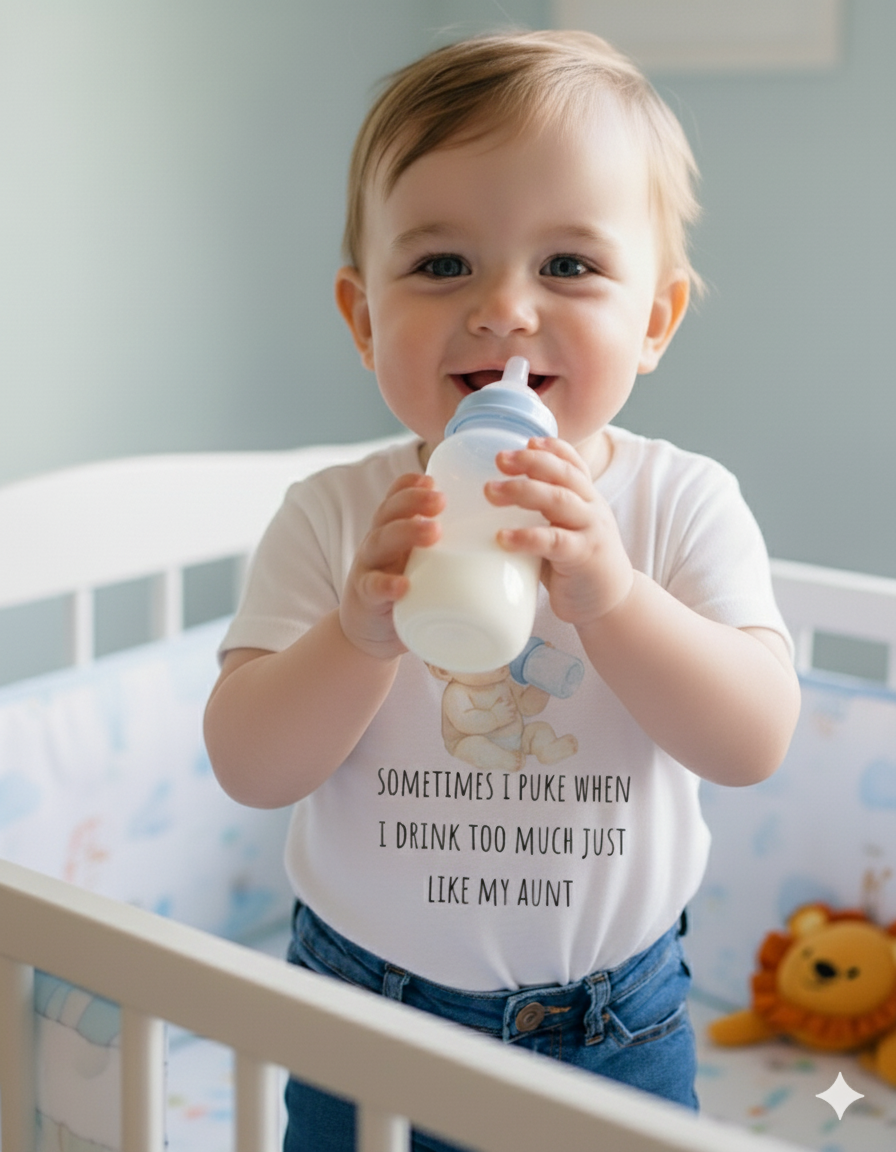 sometimes i puke when i drink too much just like my aunt t-shirt Funny Infant Tee Gift from Aunt