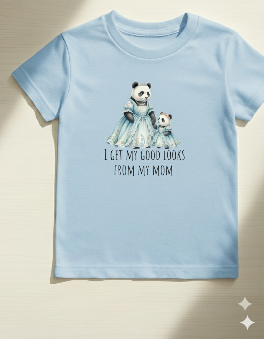 I Get My Good Looks From My Mom – Funny Baby T-Shirt gift for son daughter,Baby Shower Gift