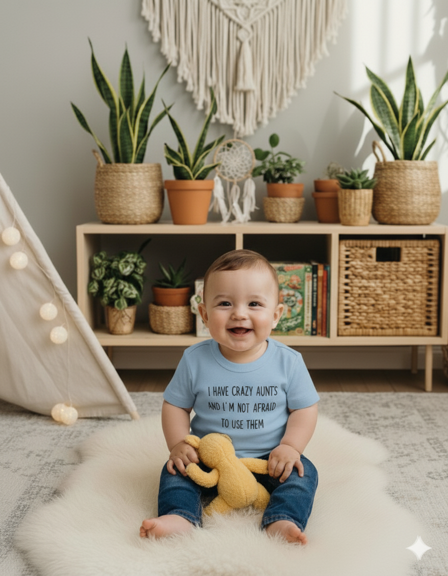 I Have Crazy Aunts Baby T-Shirt – Funny Gift from Aunt for Niece or Nephew