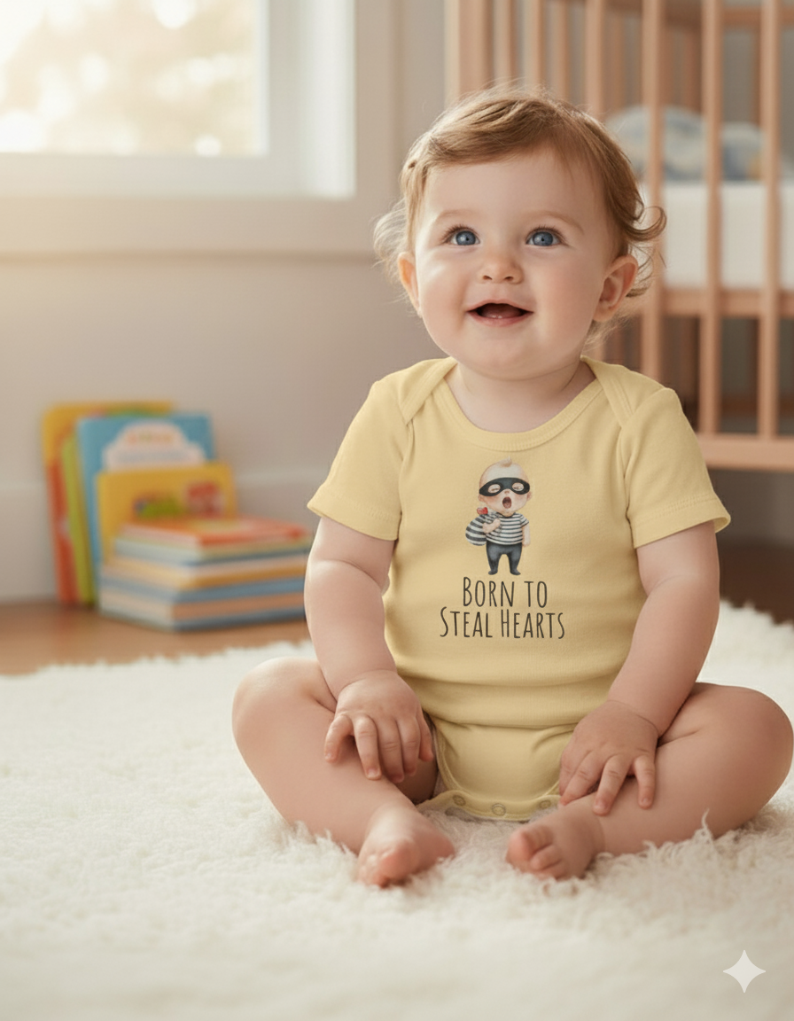 Born to Steal Hearts Onesie – Cute ,Birth Announcement Baby Shower Gift