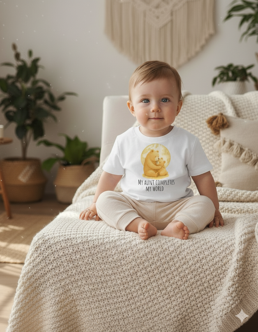 My Aunt Completes My World Baby T-Shirt – Cute Infant Jersey Tee Gift from Aunt