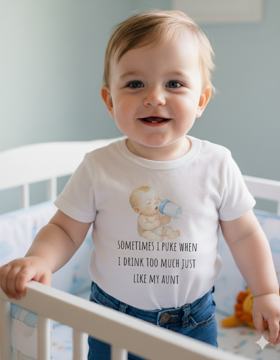 sometimes i puke when i drink too much just like my aunt t-shirt Funny Infant Tee Gift from Aunt