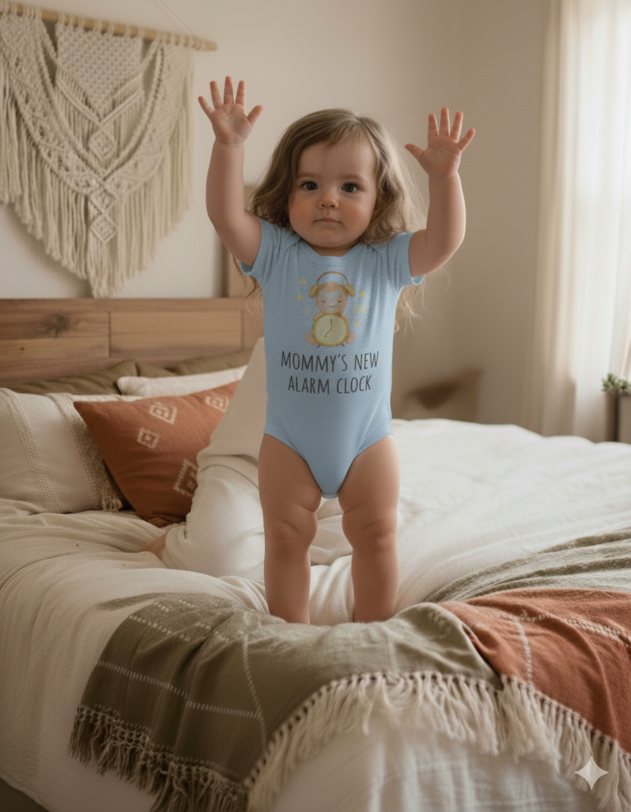 Mommy’s New Alarm Clock Onesie –Funny Birth Announcemen gift baby shower present