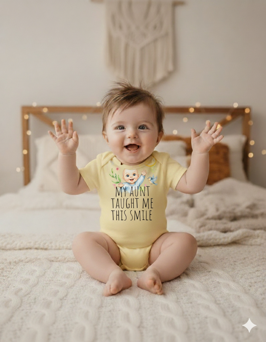my aunt taught me this smile Baby jersey t-shirt,Baby Shower Gift