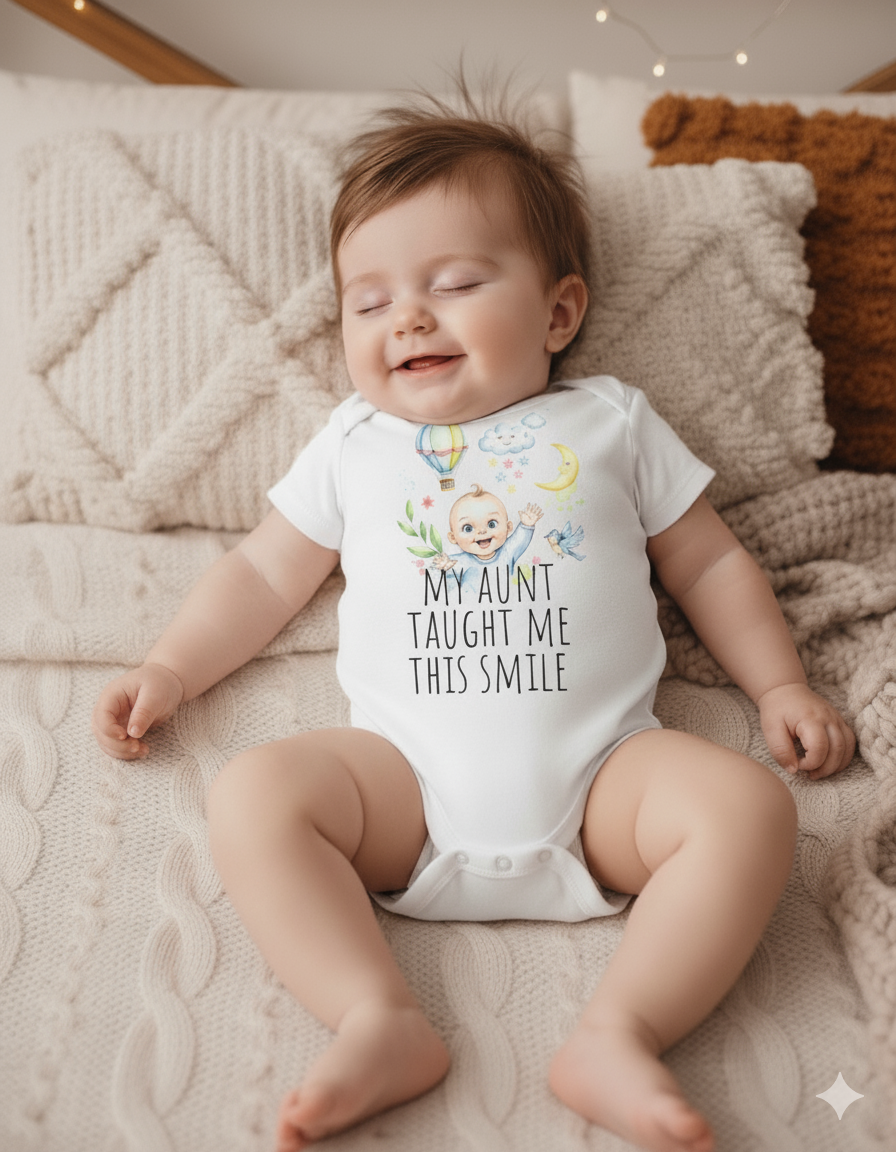 my aunt taught me this smile Baby jersey t-shirt,Baby Shower Gift