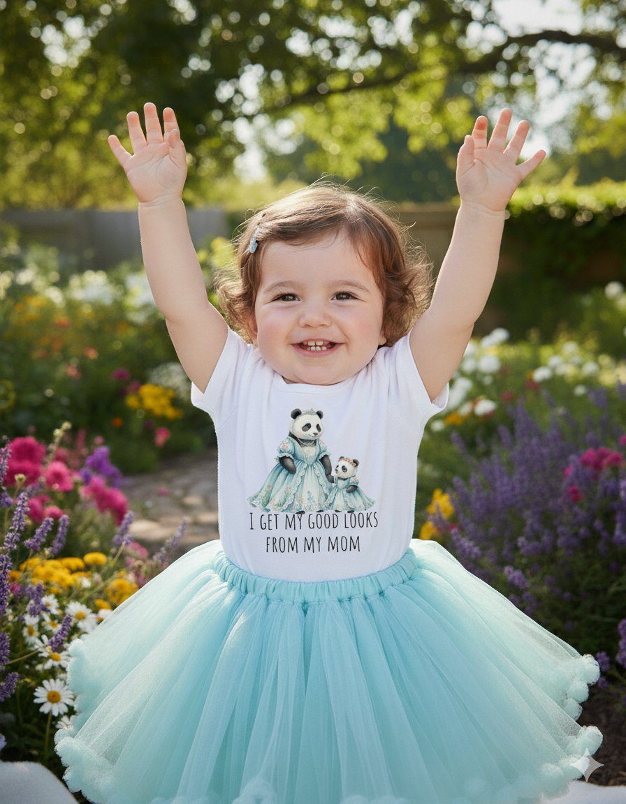 I Get My Good Looks From My Mom – Funny Baby T-Shirt gift for son daughter,Baby Shower Gift