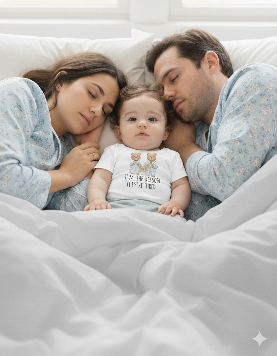 I’m the Reason They’re Tired – Funny Baby boy girl T-Shirt baby shower gift idea