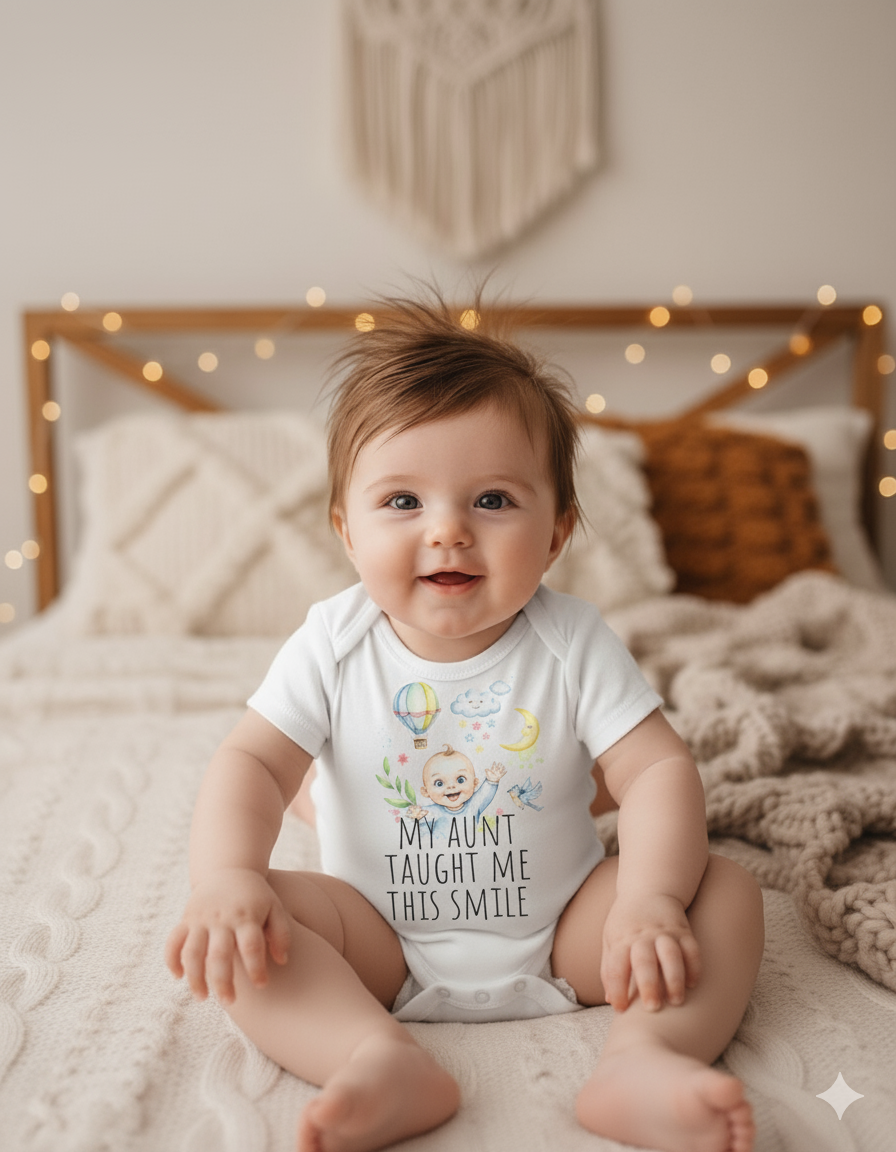 my aunt taught me this smile Baby jersey t-shirt,Baby Shower Gift