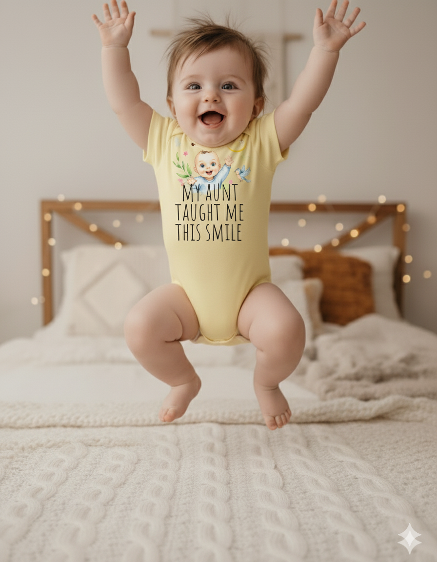 my aunt taught me this smile Baby jersey t-shirt,Baby Shower Gift