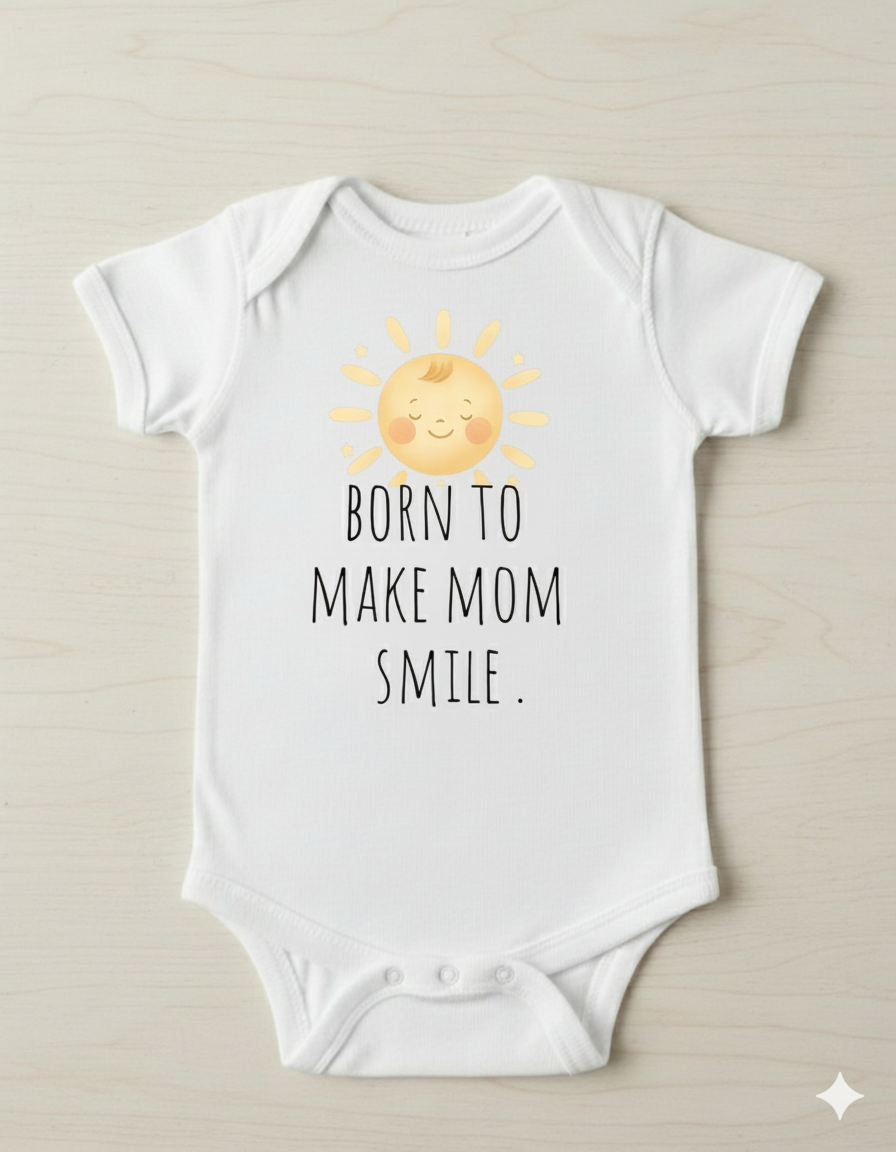Born to Make Mom Smile Onesie – Cute Birth Announcement gift,Gender Reveal Bodysuit