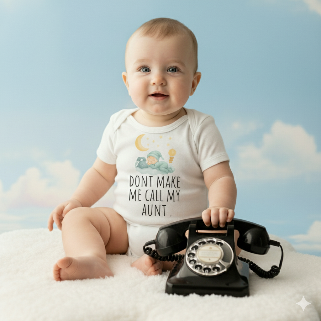 Don't Make Me Call My Aunt" Organic Cotton Funny Baby Onesie | Aunt Baby Shower Gift | Cute Newborn Bodysuit