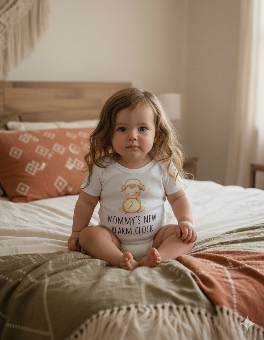 Mommy’s New Alarm Clock Onesie –Funny Birth Announcemen gift baby shower present