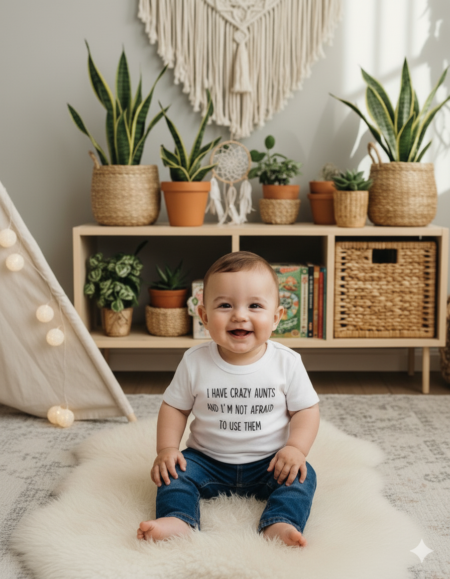 I Have Crazy Aunts Baby T-Shirt – Funny Gift from Aunt for Niece or Nephew