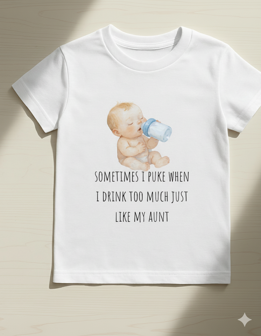 sometimes i puke when i drink too much just like my aunt t-shirt Funny Infant Tee Gift from Aunt