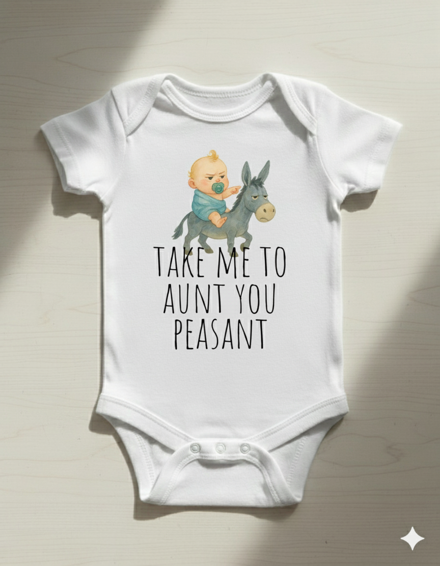 Take Me to Aunt You Peasant Baby Onesie  Funny Bodysuit Gift for Niece or Nephew