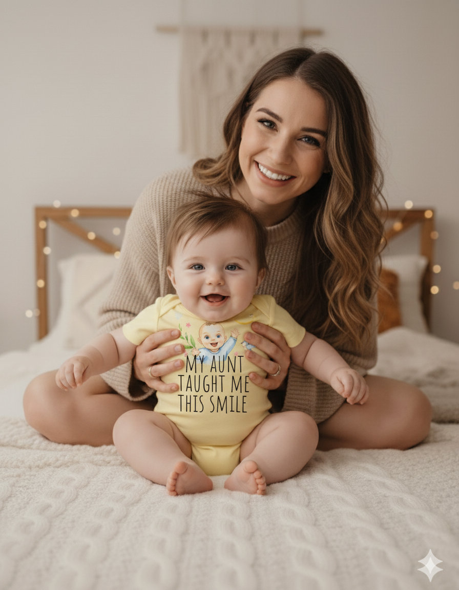 my aunt taught me this smile Baby jersey t-shirt,Baby Shower Gift
