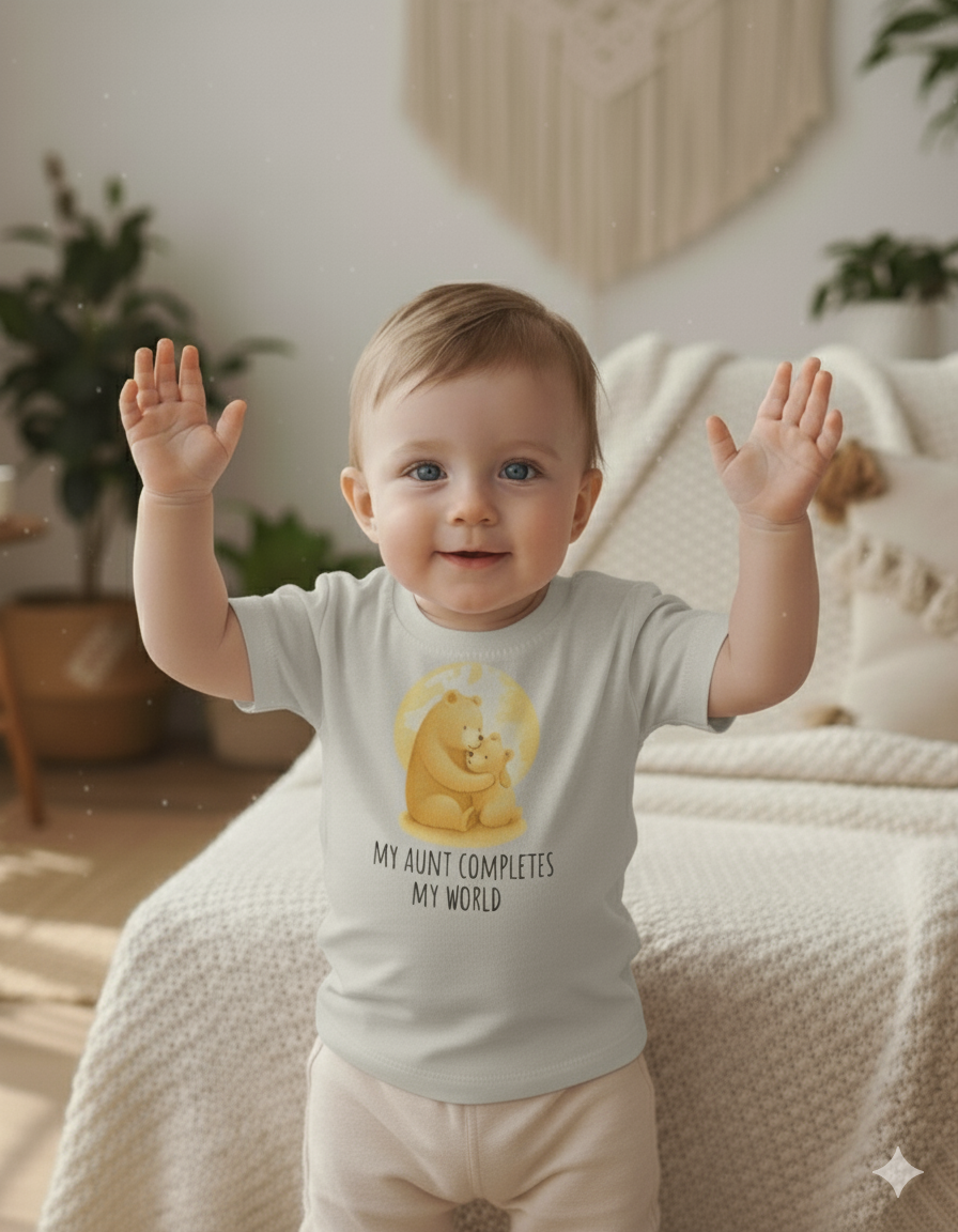 My Aunt Completes My World Baby T-Shirt – Cute Infant Jersey Tee Gift from Aunt