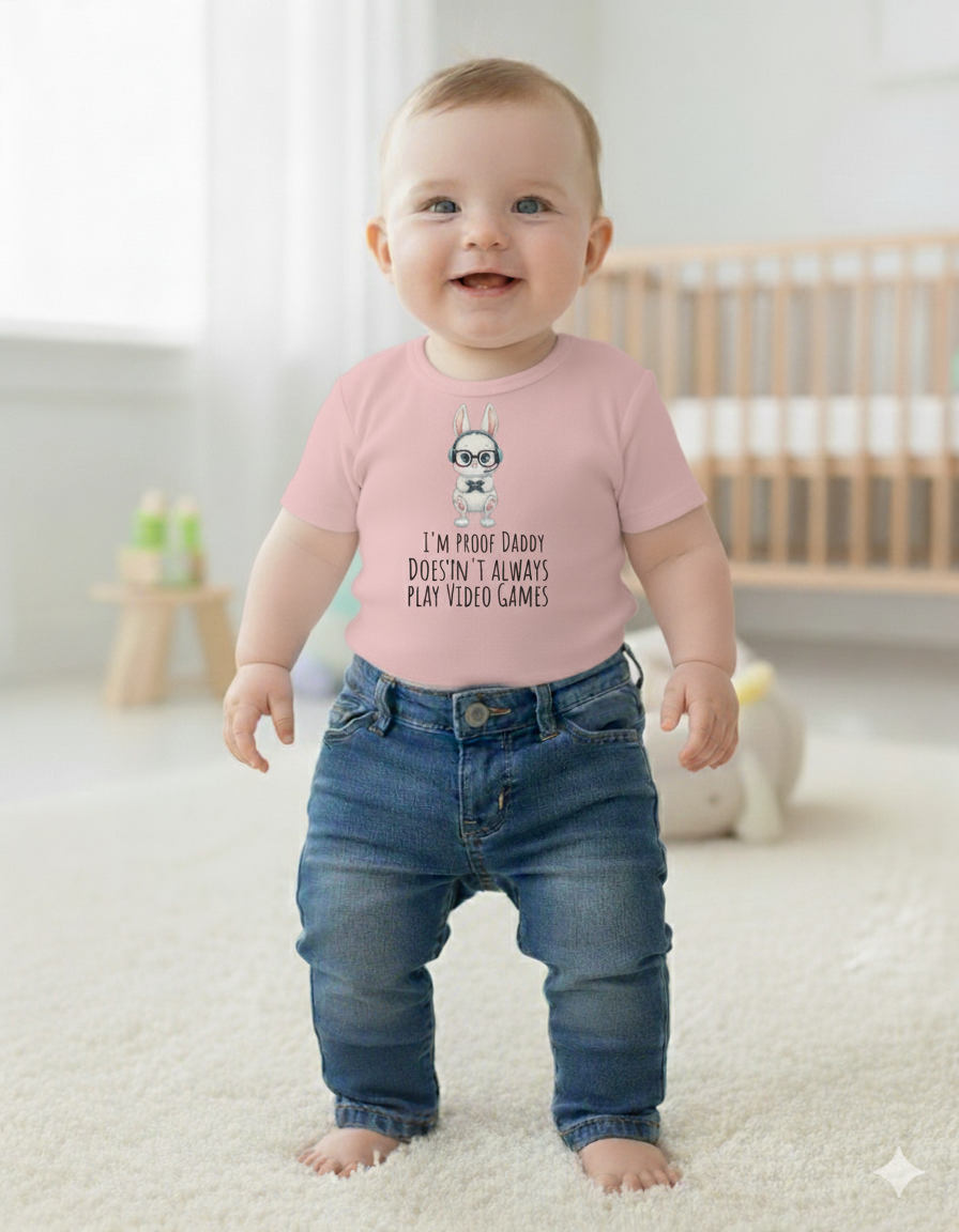 I’m Proof Daddy Doesn’t Always Play Video Games t-shirt Baby Shower Gift from dad
