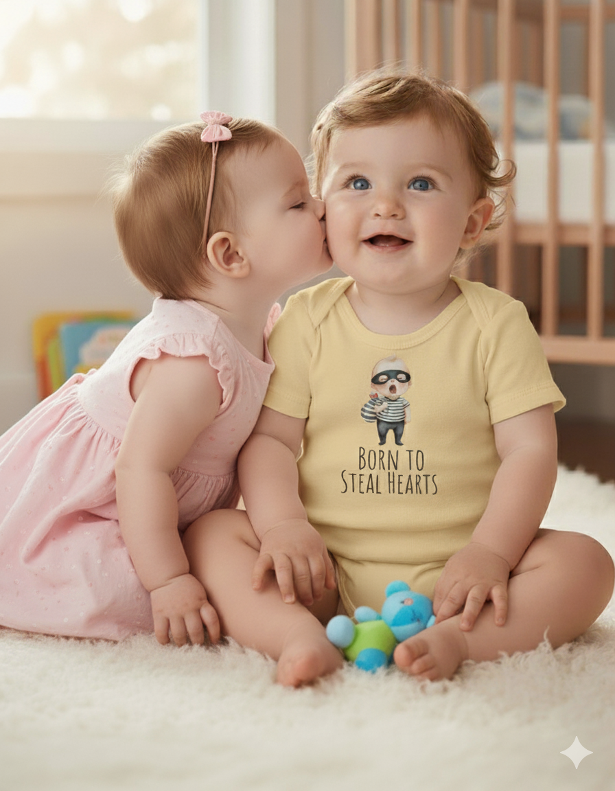 Born to Steal Hearts Onesie – Cute ,Birth Announcement Baby Shower Gift