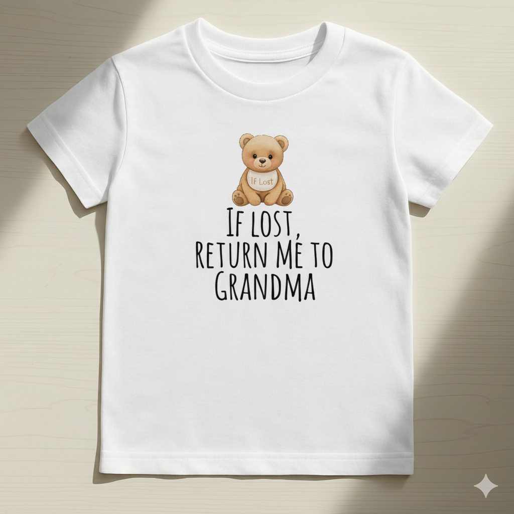 If Lost, Return Me to Grandma Baby T-Shirt | Funny Baby Shirt | Cute Grandson Outfit | Grandma Gift | Baby Shower Clothing
