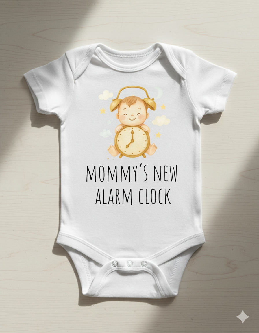 Mommy’s New Alarm Clock Onesie –Funny Birth Announcemen gift baby shower present