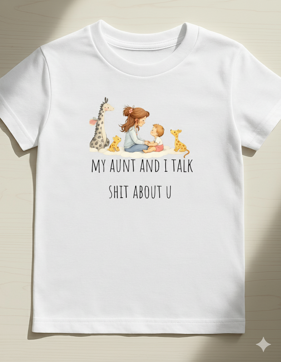 My Aunt and I Talk Sh*t About You Baby T-Shirt – Funny Gift for Niece or Nephew
