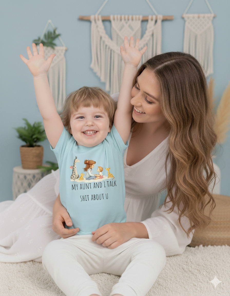 My Aunt and I Talk Sh*t About You Baby T-Shirt – Funny Gift for Niece or Nephew