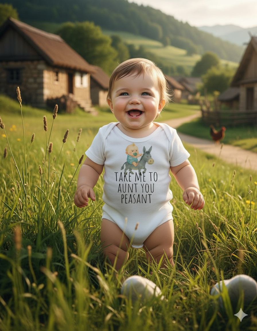 Take Me to Aunt You Peasant Baby Onesie  Funny Bodysuit Gift for Niece or Nephew