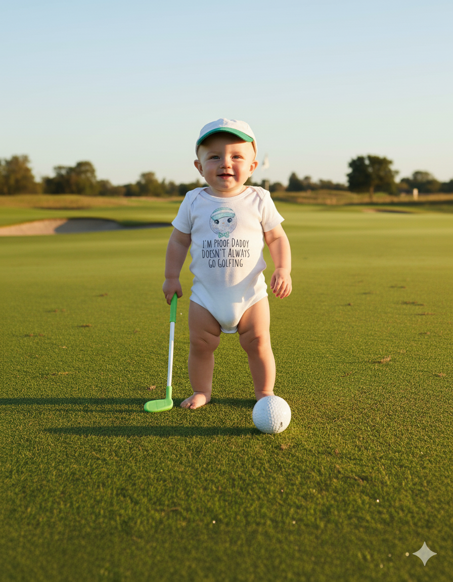 I’m Proof Daddy Doesn’t Always Go Golfing Onesie – Funny Baby Bodysuit Gift dad